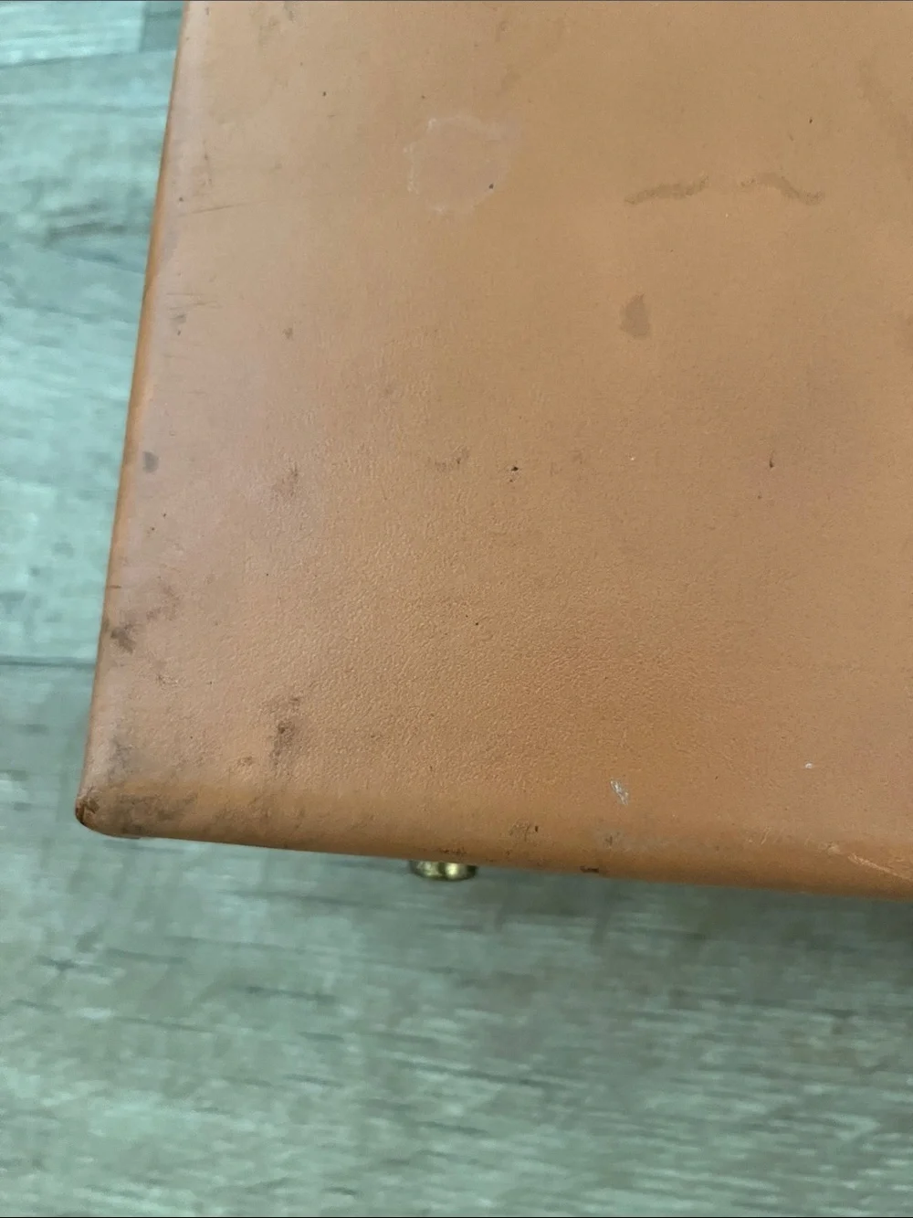 Vintage Leather Hard Carrying Brief Case w/ Brass-Colored Latches & Hinges